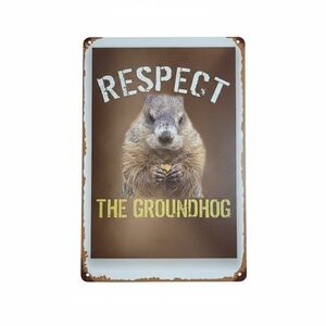 Groundhog Wall Decor Sign - Brown and White